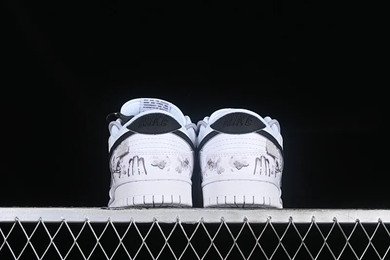 All categories Nk SB Dunk series Nk SB Dunk Low low-top sneakers Nk Dunk Low Chinese style ink painting black and white gray Da Vinci custom SB strap low-top casual sneakers DD1503-109